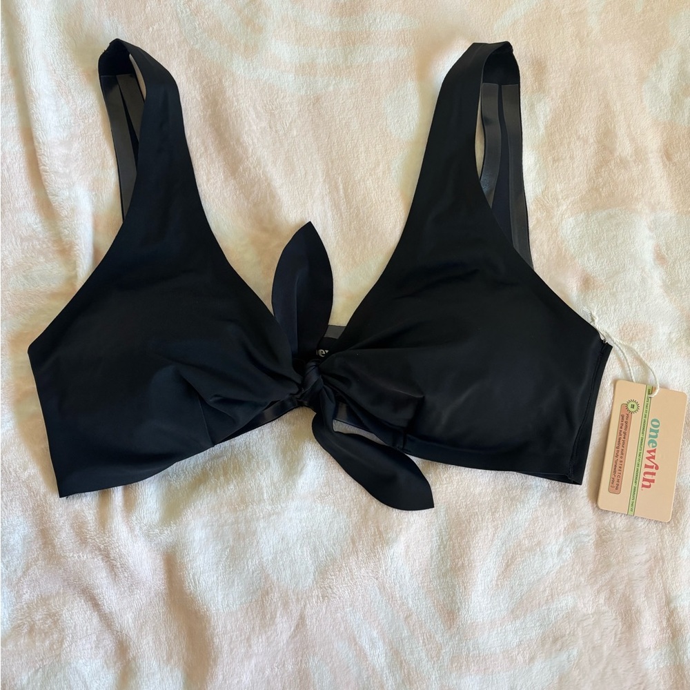 Classic Black Westerly Tie-Front Bikini Top
